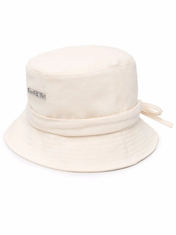 Logo Strap Detail Cotton Bucket Hat