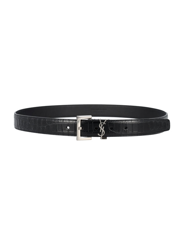 Cassandra Croco Effect Leather Belt