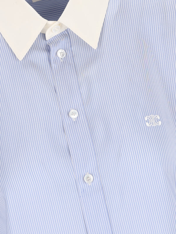 Triopé Logo Embroidered Stripe Silk Shirt