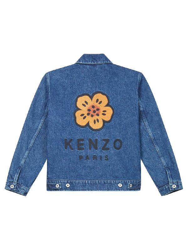 Back Bokeh Flower Embroidery Denim Jacket