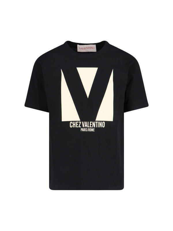 V Logo Cotton Short Sleeve T-Shirt