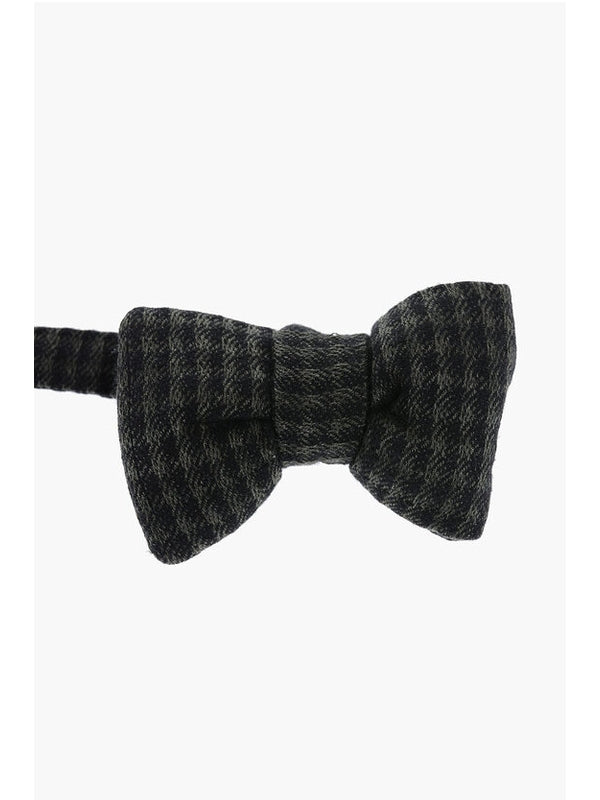 Check Pattern Wool Bow Tie