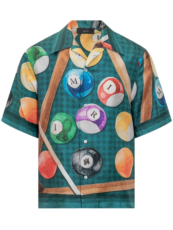 All-Over Graphic Print Silk Short Sleeve Shirt