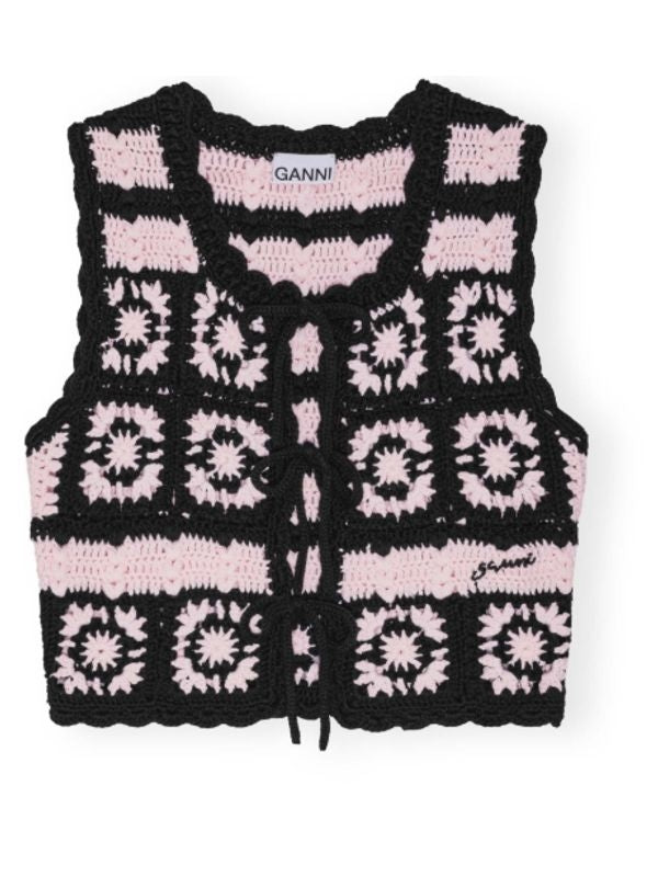 Cotton crochet vest Knitted