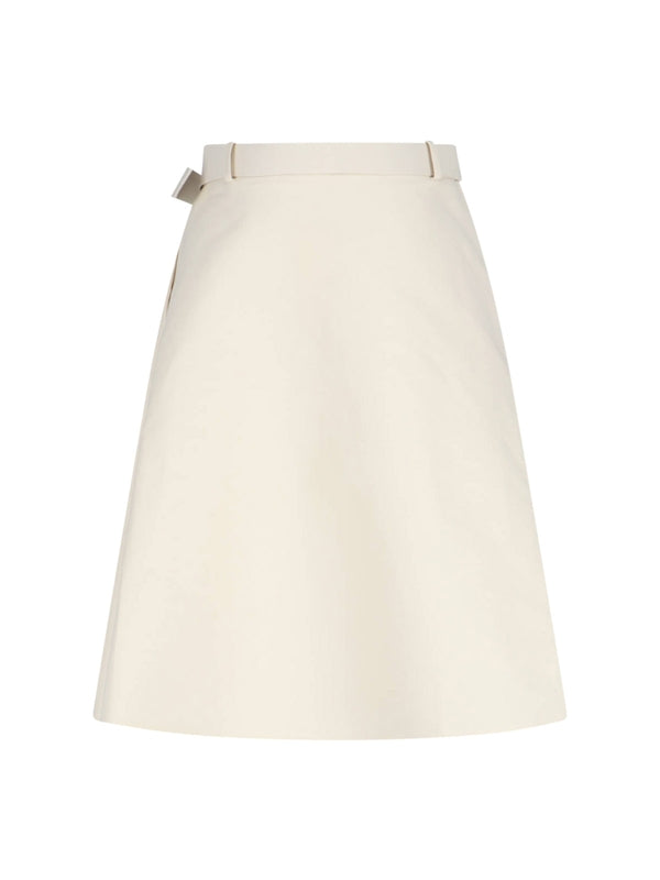 Belt Cotton Flare Skirt