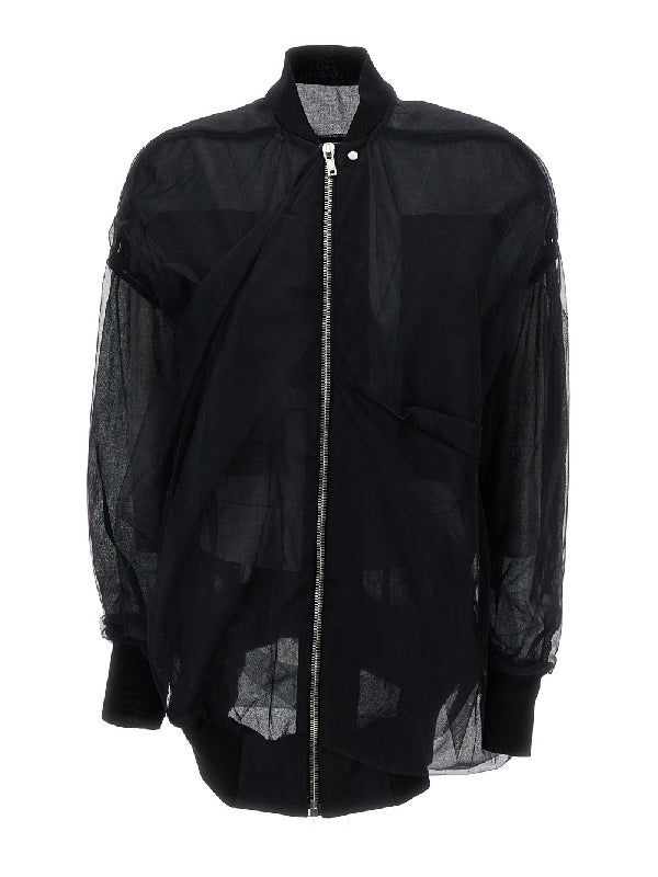 Tulle Overlay Bomber Jacket