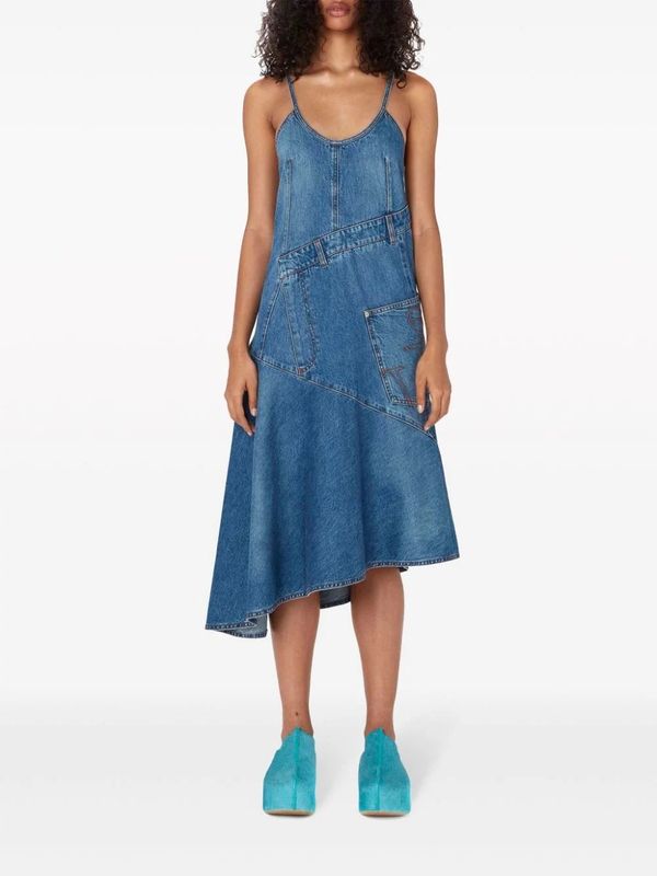 Asymmetric Denim Sleeveless Dress