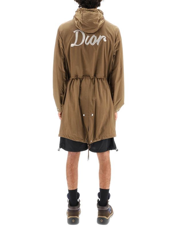 Back Logo Printed Elastic Hood Parka