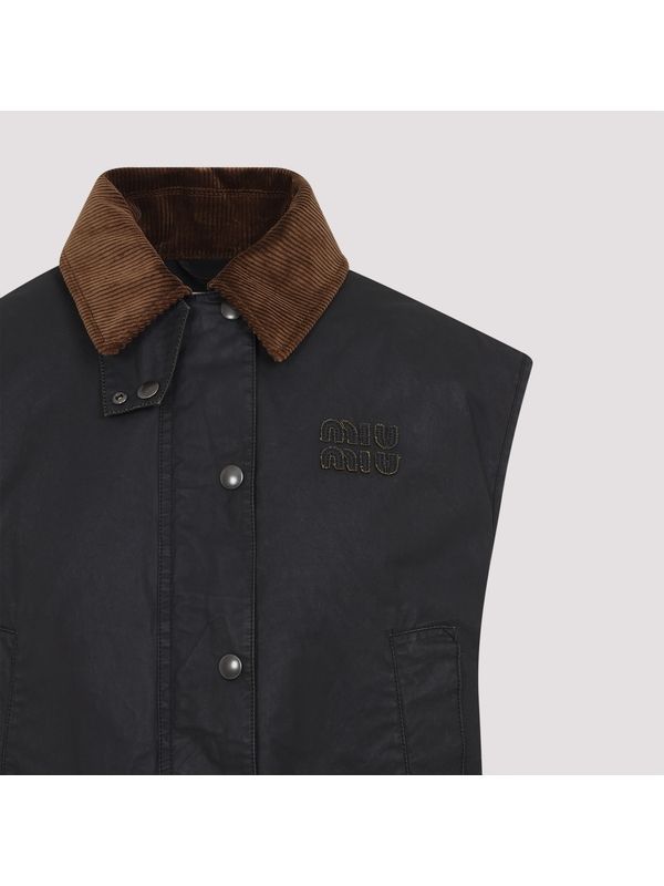 Logo Patch Corduroy Collar Vest