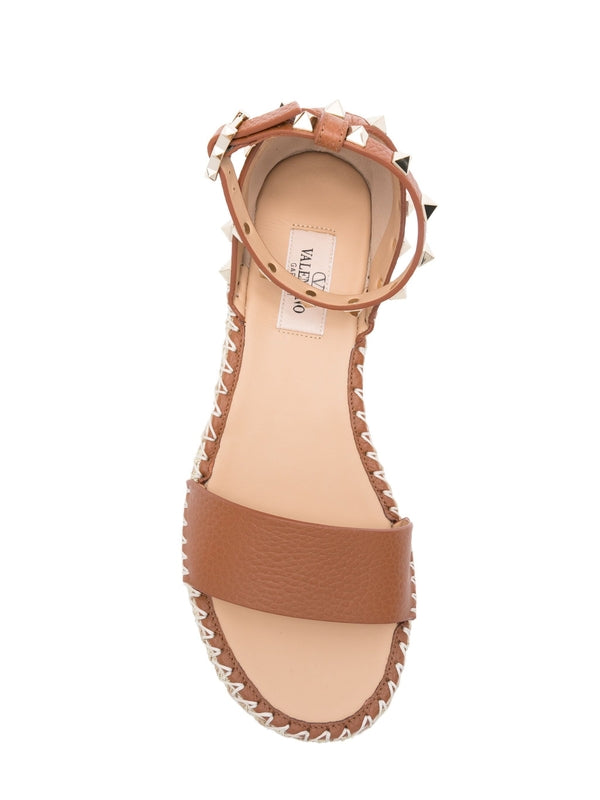 Rockstud Leather Espadrille Sandals