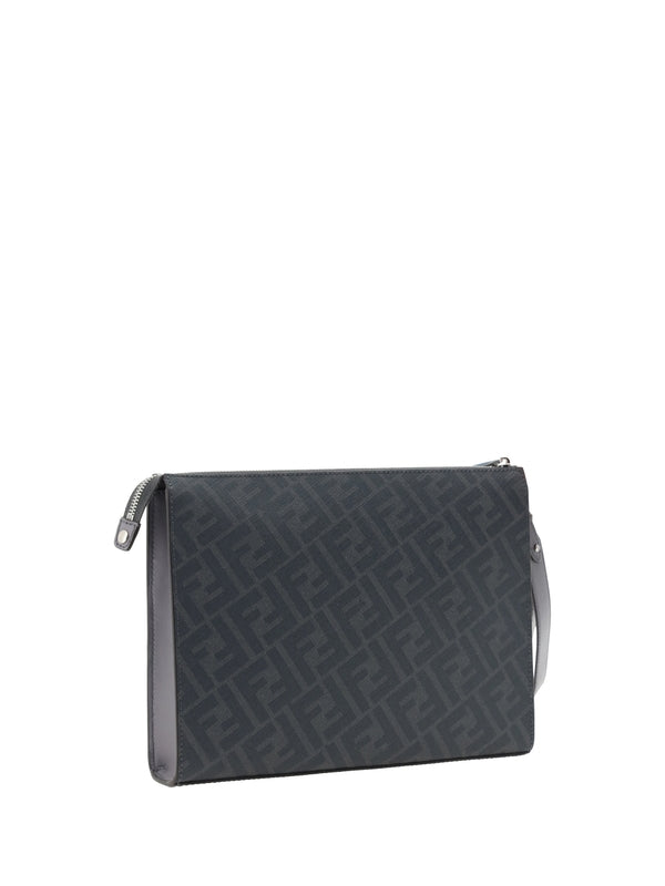 FF Leather Fabric Clutch