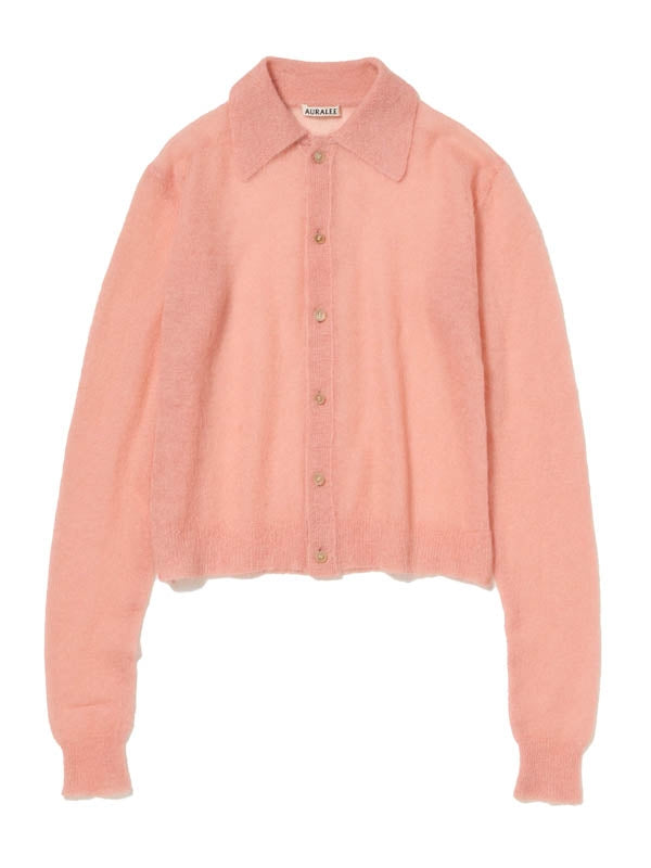 Kid mohair shearling cardigan