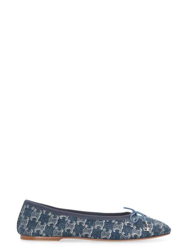 Triomphe Pattern Denim Flat Shoes