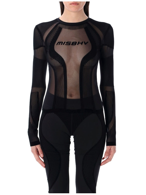 Logo Mesh Long Sleeve Top