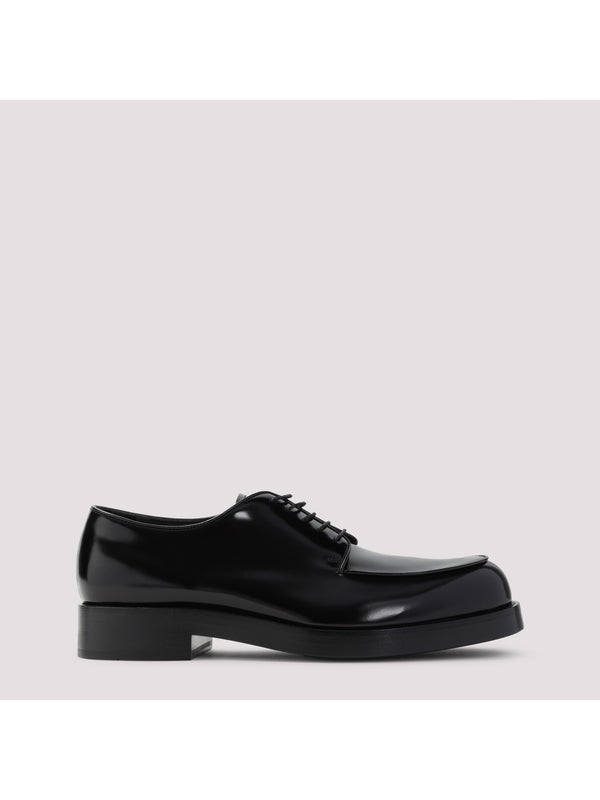 Triangle Logo Brushed Calfskin Lace-Up Shoes