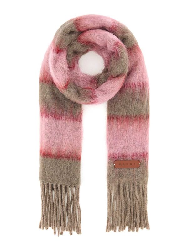 Brushed Stripe Fringe Scarf