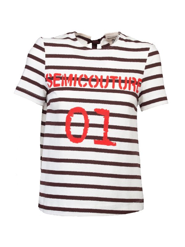 Logo Printing Stripe Short Sleeve T-shirt