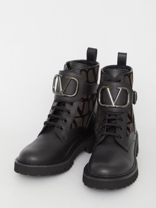 Jacquard Iconography Combat Boots