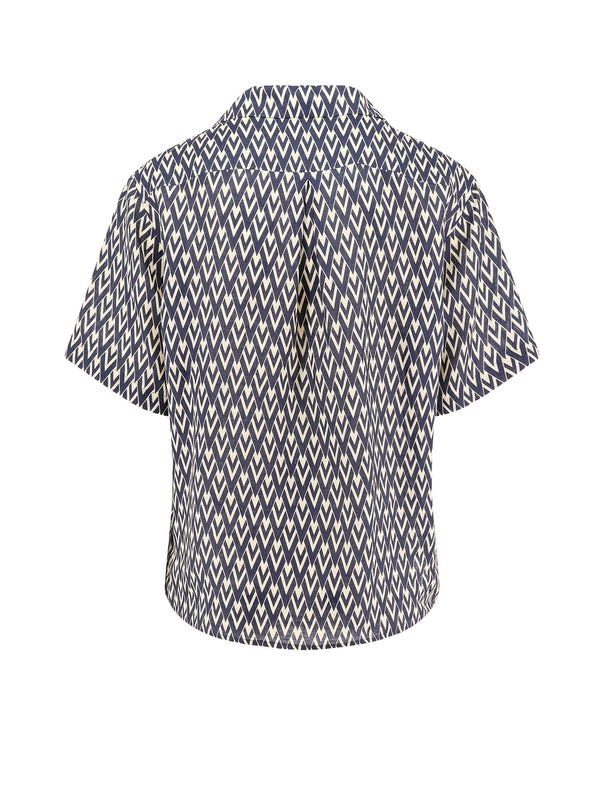 Allover Logo Pattern Linen Short Sleeve Shirt