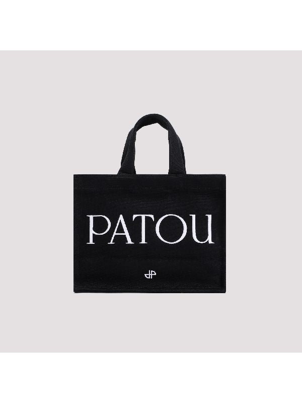 Black Logo Embroidery Tote Bag