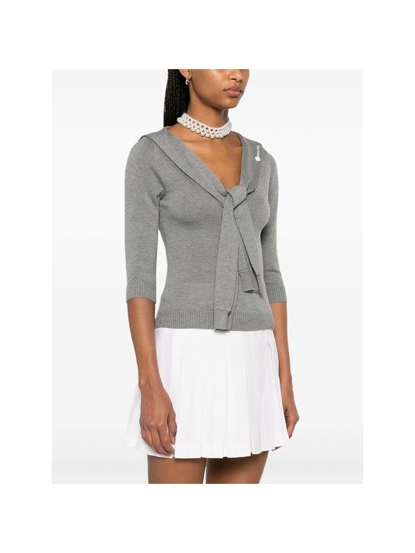 Lace-up Silk Cashmere Grey Knit