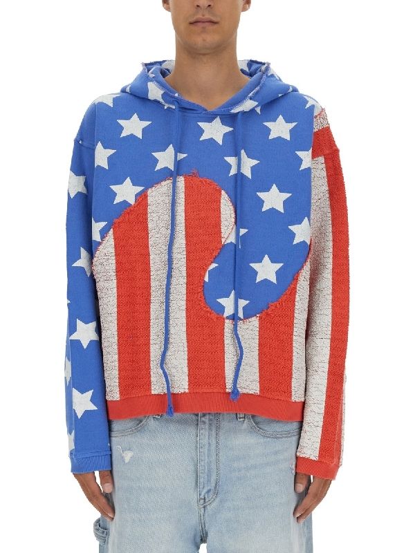 Flag Print Cotton Hoodie