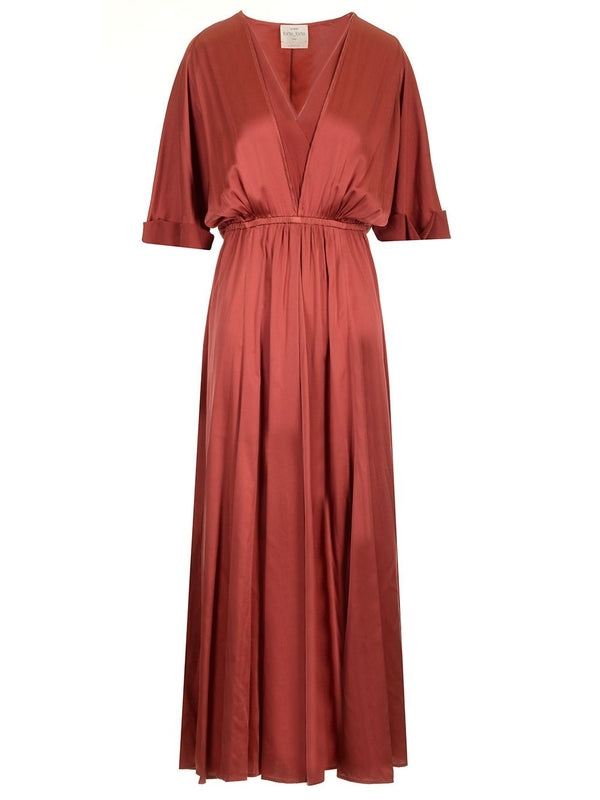 V-neck Silk Midi Dress