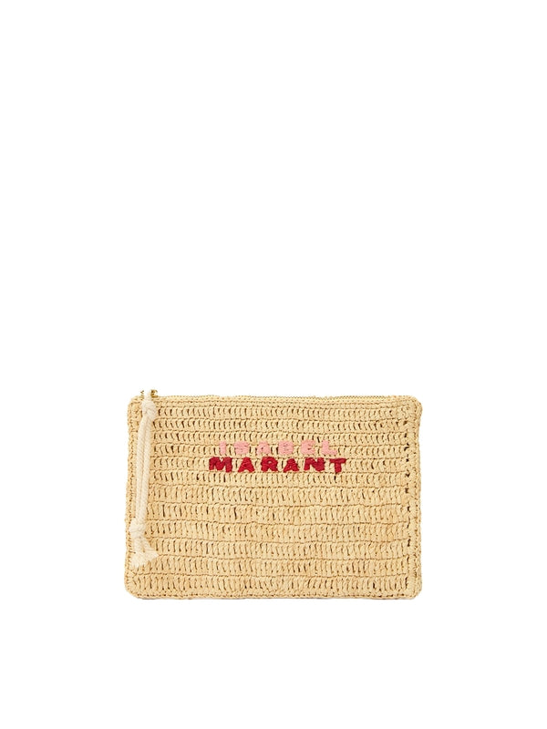 Praia Logo Embroidery Raffia Pouch