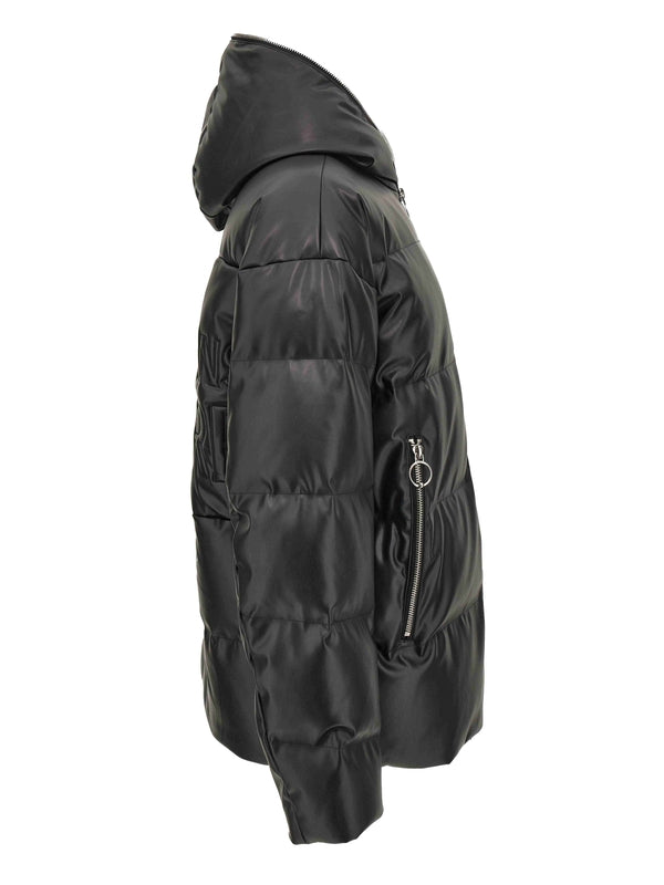 Allover Logo Hooded Quilted Puffer Jacket