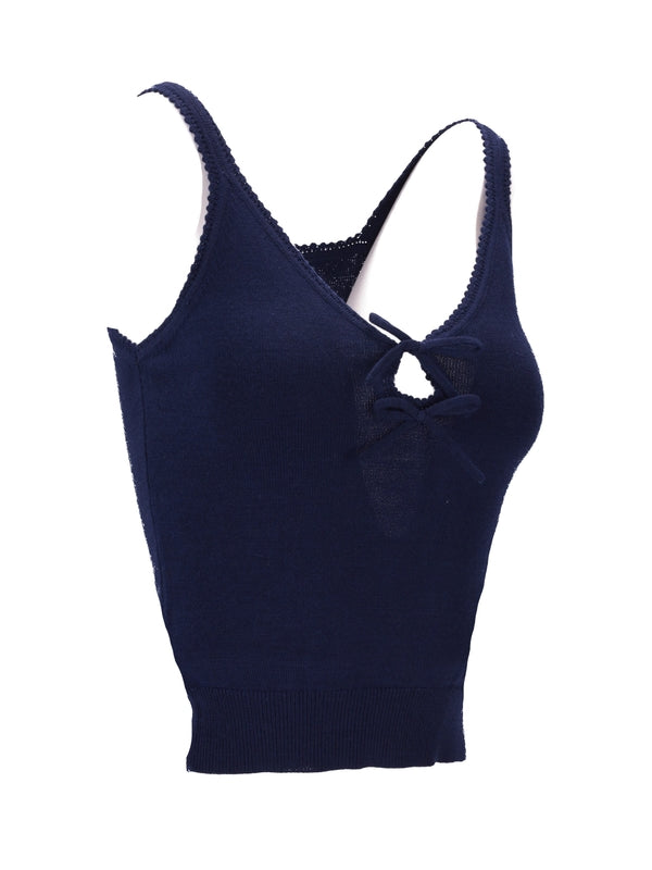 Bow Crochet Sleeveless Knit