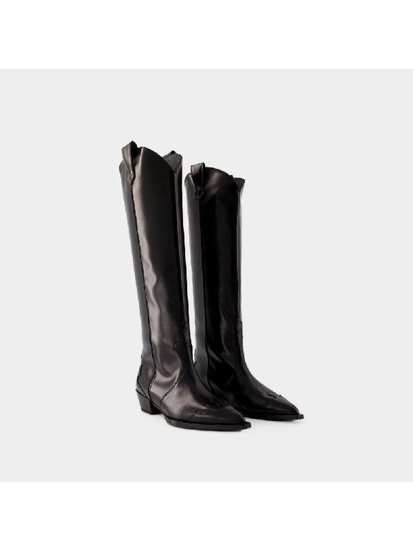 Aruna Black Calfskin High Boots