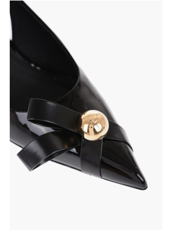 Pointed-Toe Leather Slingback Heels