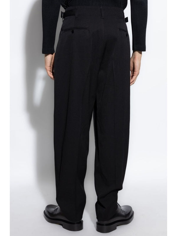 Black pintuck wool pants