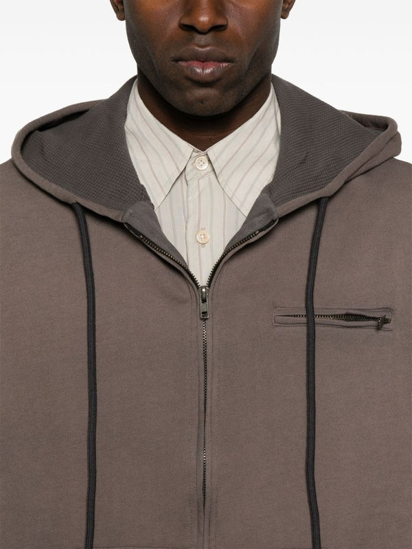 Chest Pocket Cotton Hooded Zip-Up