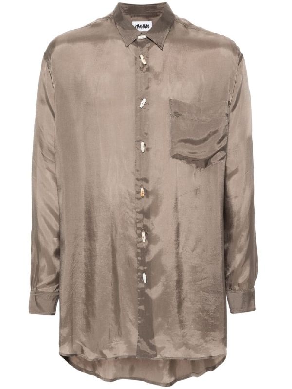 Button Detail Pocket Sheer Shirt