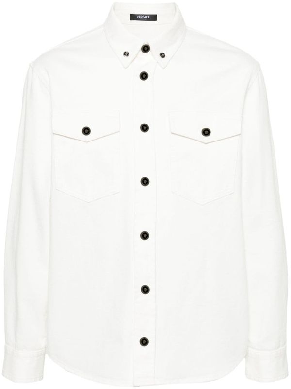 White Flap Pocket Cotton Shirt