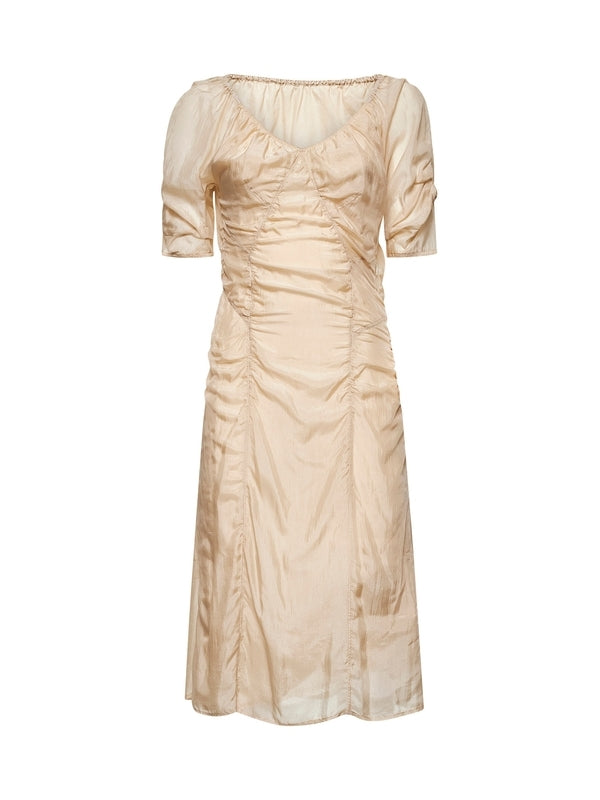 V-neck Silk Long Dress