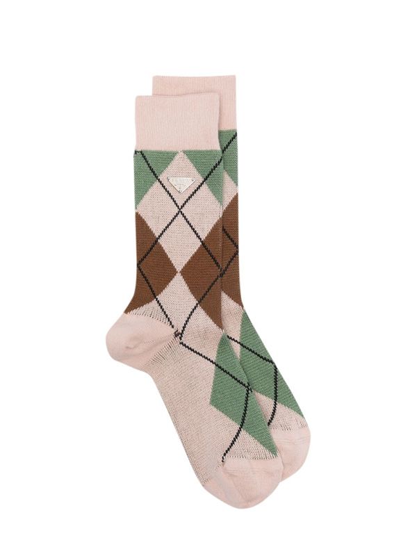 Triangle Logo Argyle Check Socks