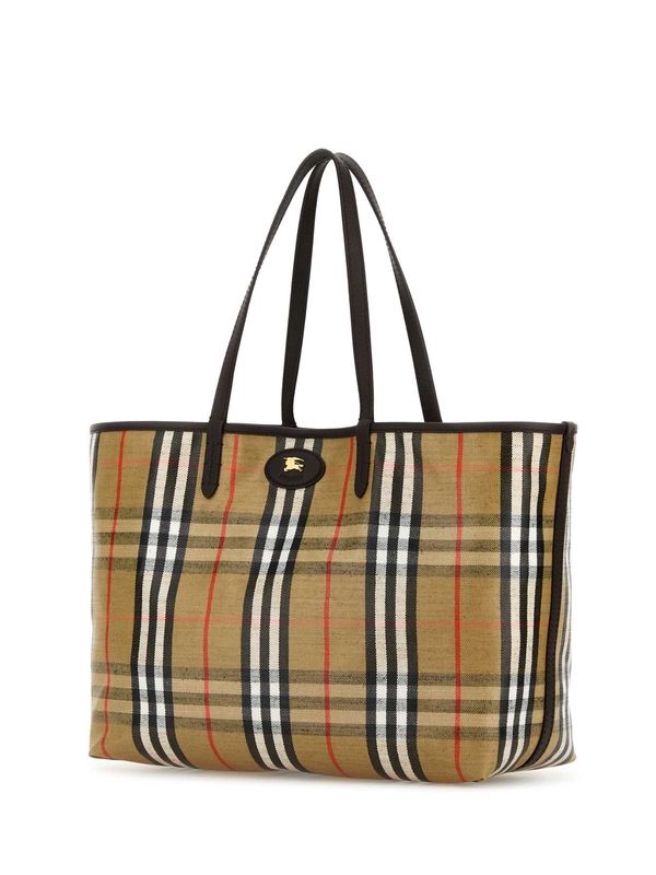 Burberry Beige Checked Tote Bags