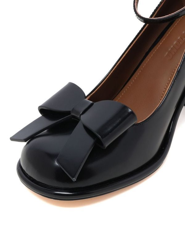 Oversized Bow Detail Leather Pumps