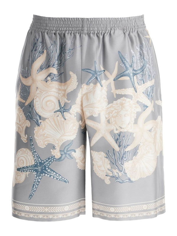 VERSACE - Barocco Sea Print Silk Shorts - Jente
