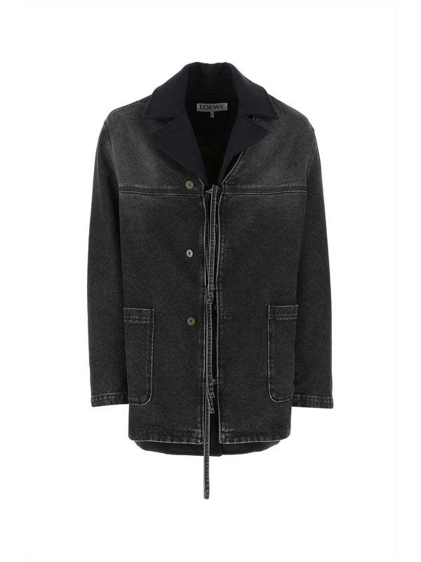 Black Denim Double Layered Coat