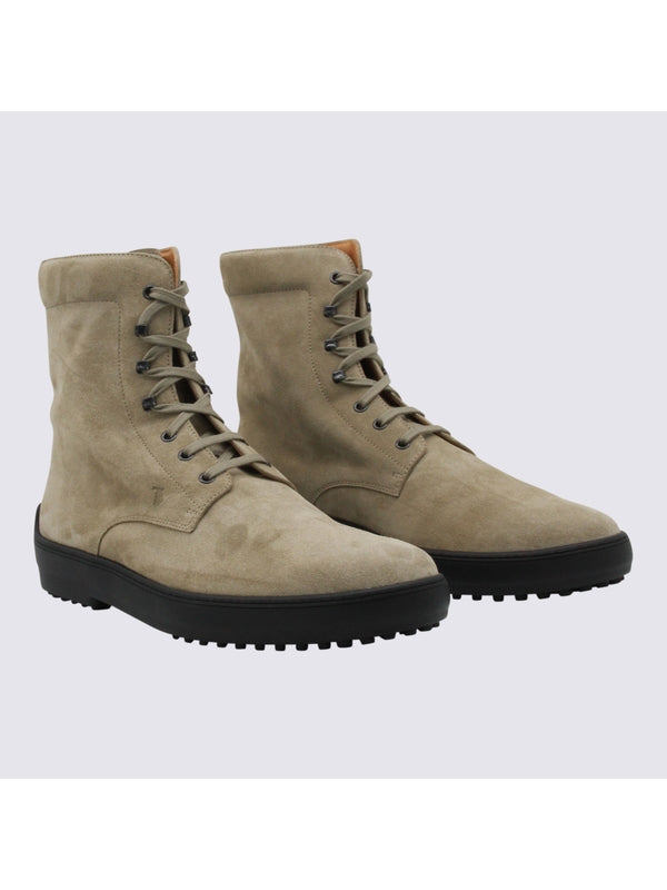 Tod'S Beige Lace-Up Boots