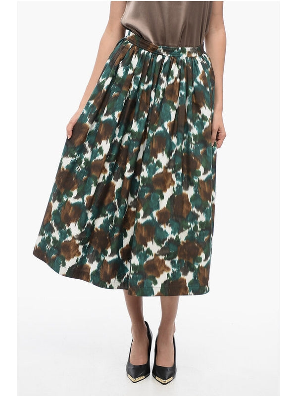 Allover Floral Cotton Silk Skirt