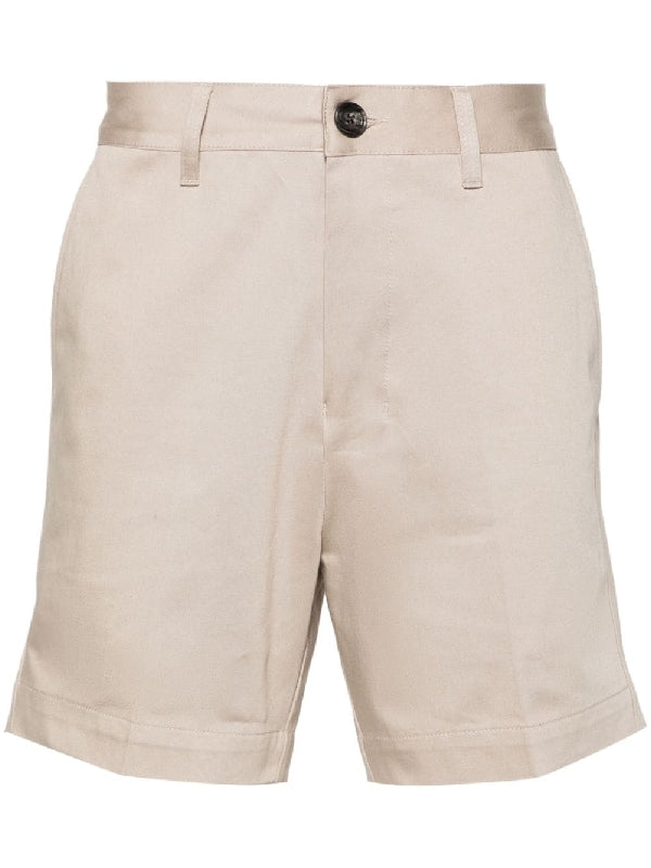 Beige Cotton Bermuda Pants