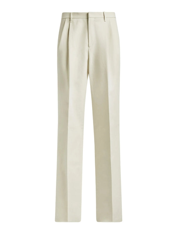 Straight Pleated Wool Pants