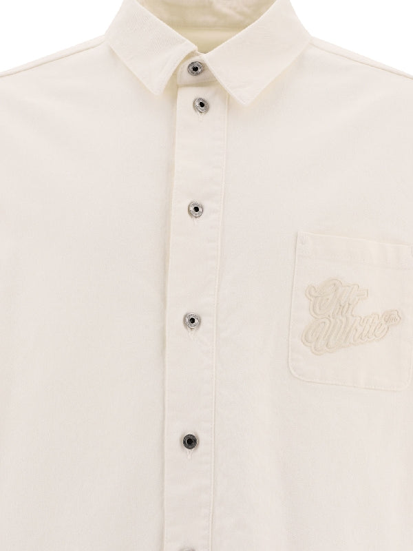 90s Logo Applique Cotton Shirt