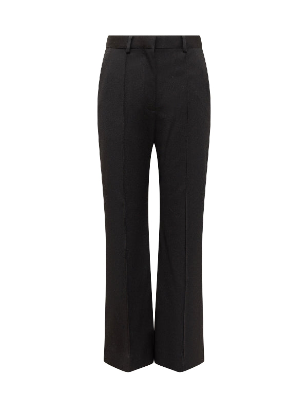 Black Wool Cropped Flared Pants