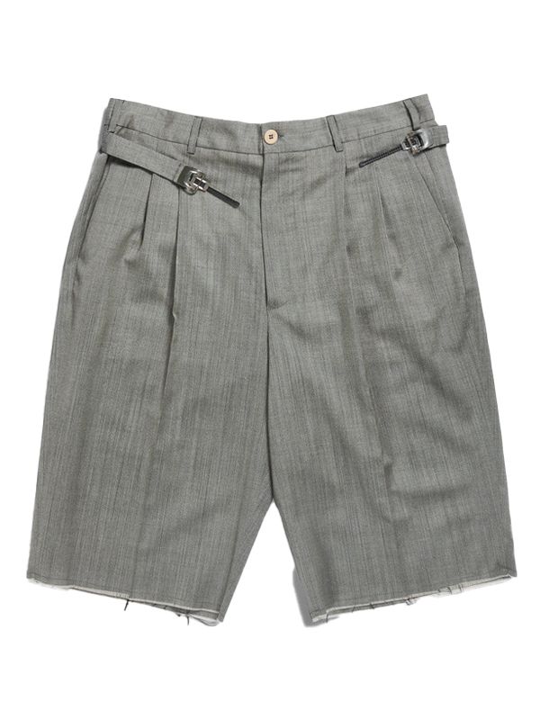 Buckle Decoration Virgin Wool Shorts