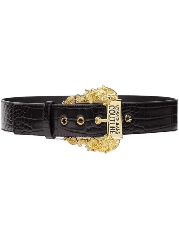 Logo Buckle Croco Effect Belt